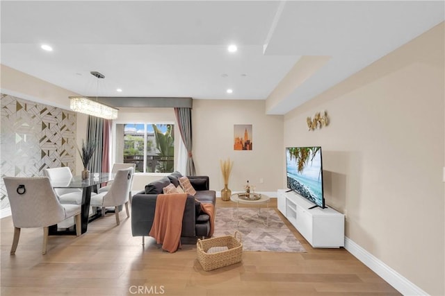 living room with light wood-type flooring