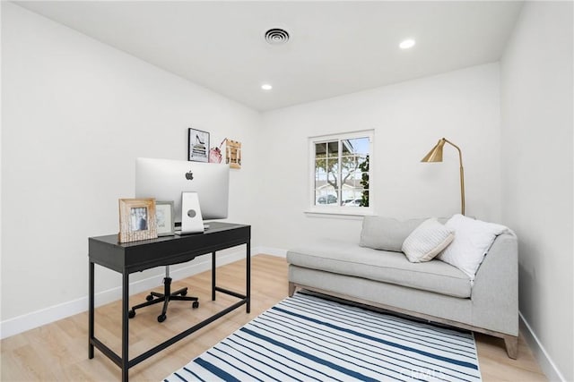 office featuring light wood-type flooring