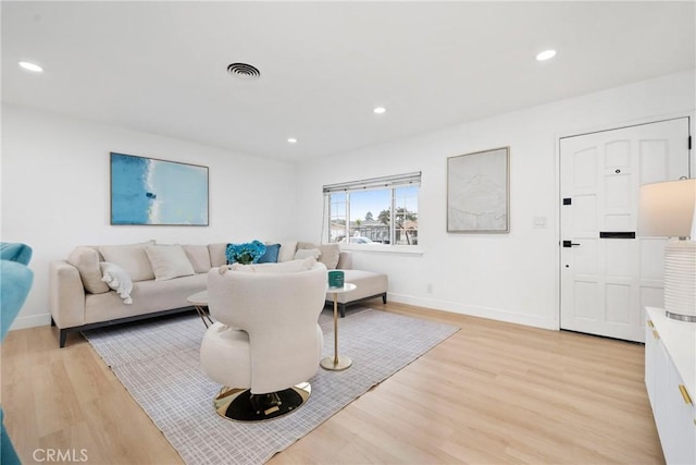 living room with light wood-type flooring