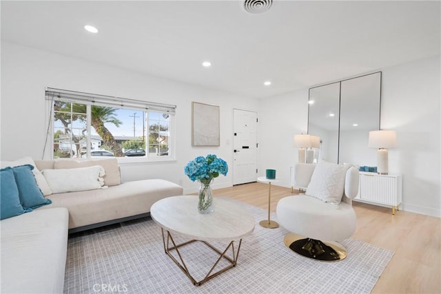 living room featuring light hardwood / wood-style flooring