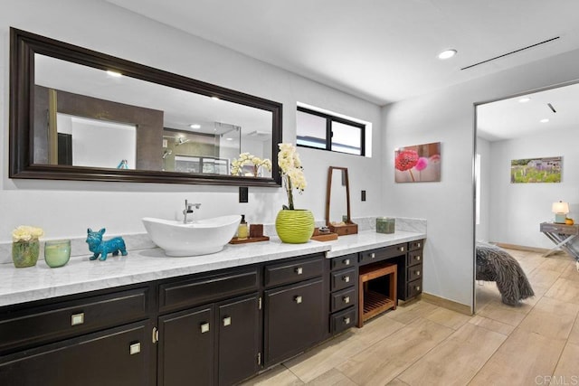 5455 Toyon Rd, San Diego, CA 92115 - bar featuring light wood-style floors, recessed lighting, and wine cooler