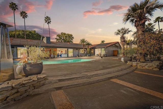 5455 Toyon Rd, San Diego, CA 92115 - outdoor pool featuring a patio and an outbuilding