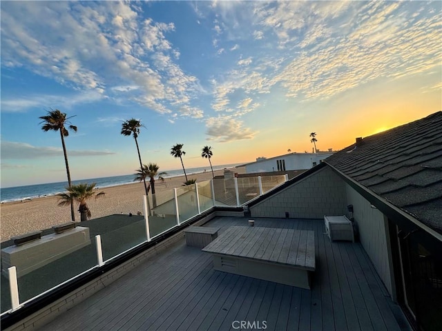 1510 W Oceanfront, Newport Beach, CA 92663 - deck at dusk featuring view of water and beach