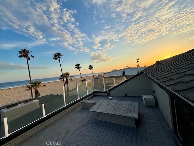 1510 W Oceanfront, Newport Beach, CA 92663 - deck at dusk featuring view of water and beach