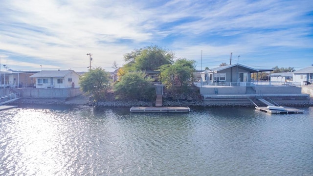 property view of water with a boat dock