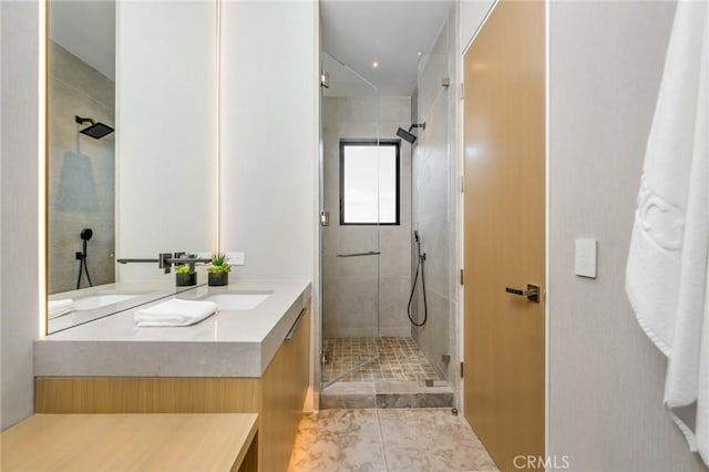433 Harbor Island Dr, Newport Beach, CA 92660 - bathroom featuring a stall shower and double vanity