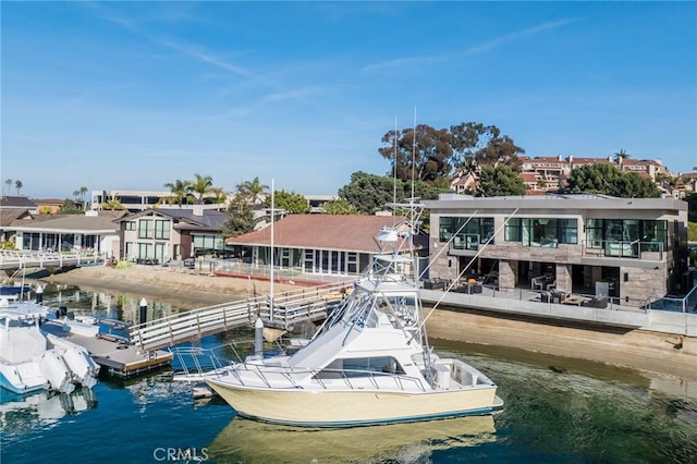 view of dock featuring a water view