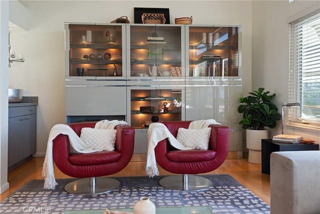 sitting room featuring hardwood / wood-style floors