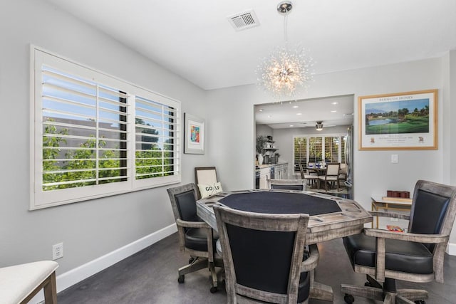 dining room featuring an inviting chandelier