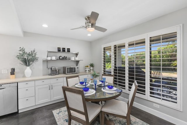 dining area featuring ceiling fan