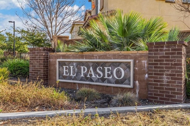 view of community sign