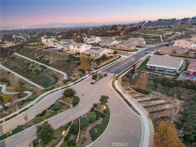 view of aerial view at dusk