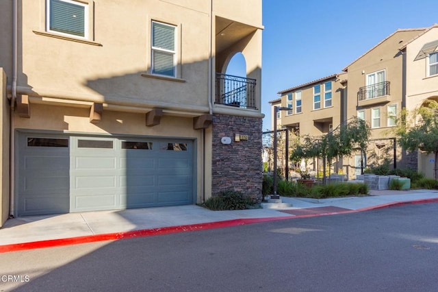 exterior space featuring a garage