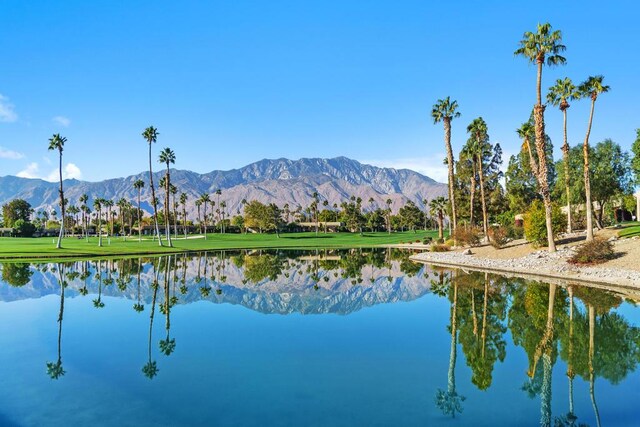 view of water feature with a mountain view