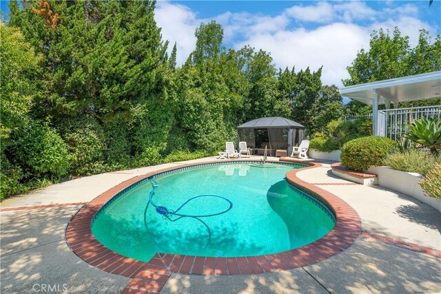 view of swimming pool with a patio area