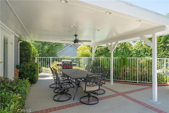 view of patio / terrace with ceiling fan