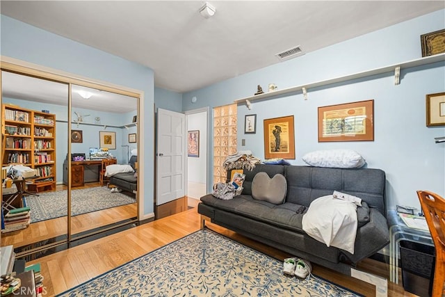 living room with hardwood / wood-style floors