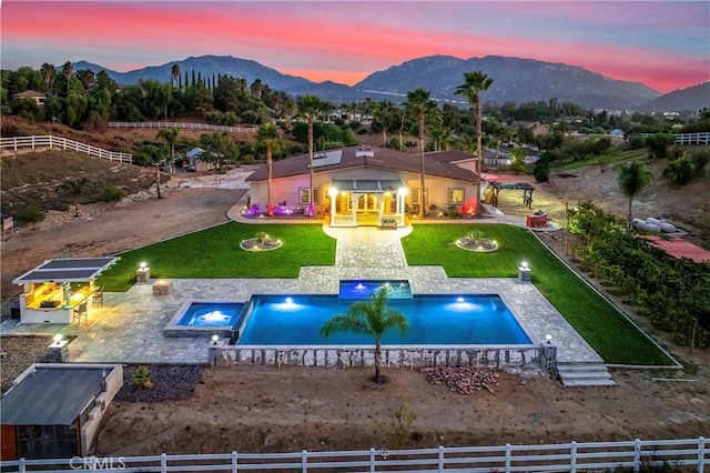 exterior space featuring a mountain view