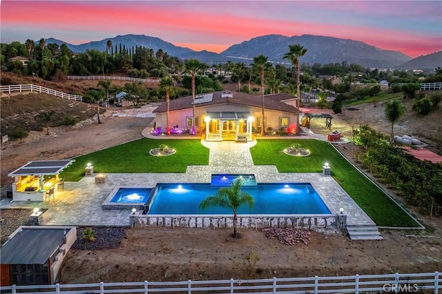 exterior space featuring a mountain view