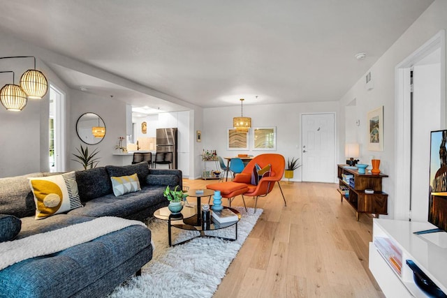 living room featuring light hardwood / wood-style floors