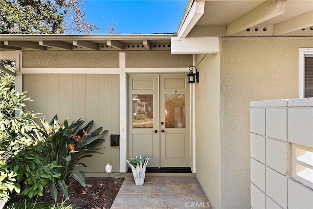 property entrance with french doors