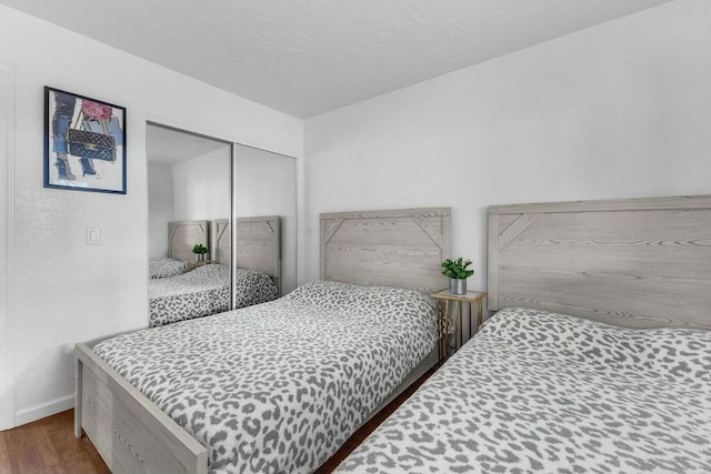 bedroom featuring a closet and wood-type flooring