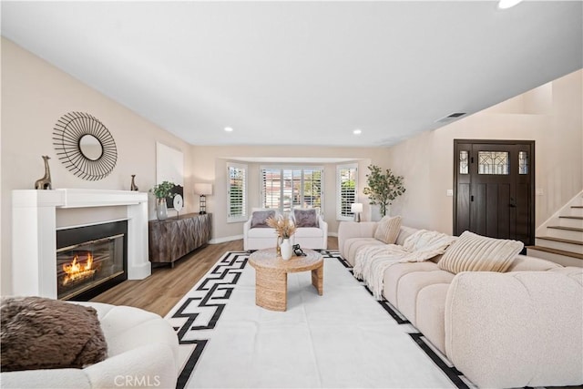 living room featuring light hardwood / wood-style floors