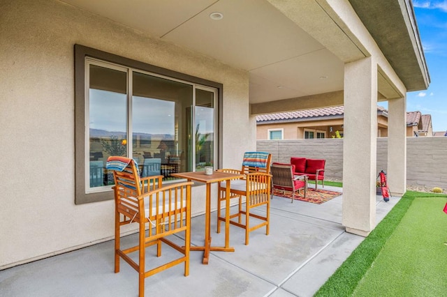 view of patio / terrace featuring an outdoor living space