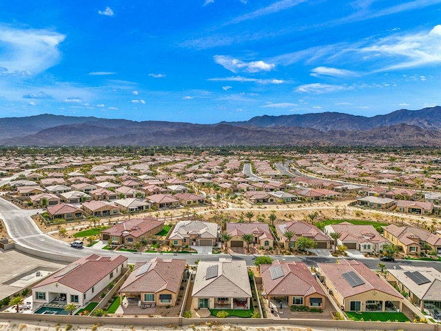 bird's eye view with a mountain view