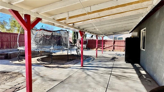 view of patio featuring a trampoline