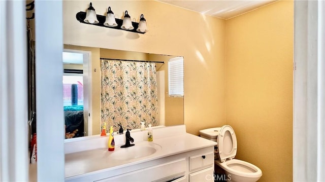 bathroom with toilet and vanity