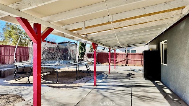 view of patio / terrace featuring a trampoline