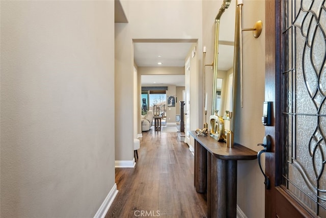 entrance foyer featuring dark hardwood / wood-style floors