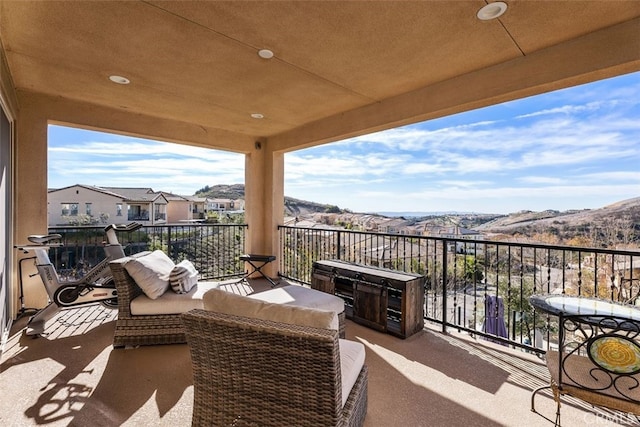 balcony with a mountain view