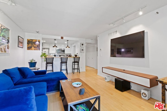 living room with light wood-type flooring