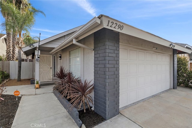 exterior space with a garage