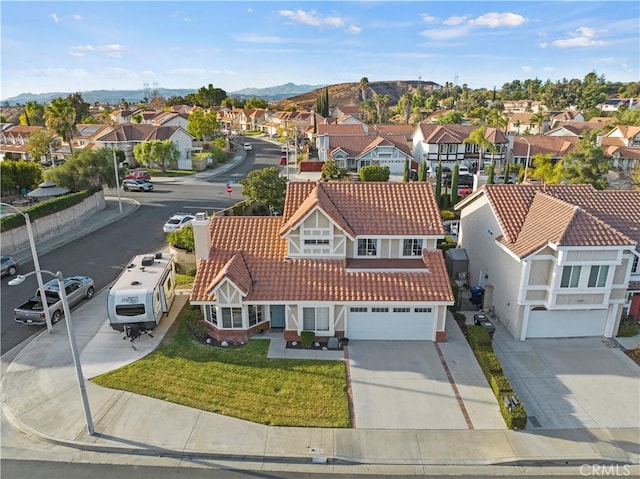 bird's eye view with a mountain view