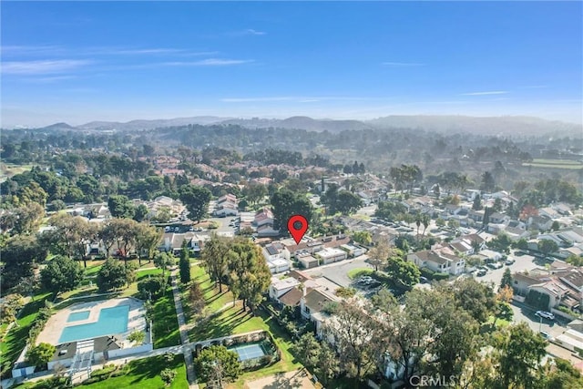 bird's eye view with a mountain view