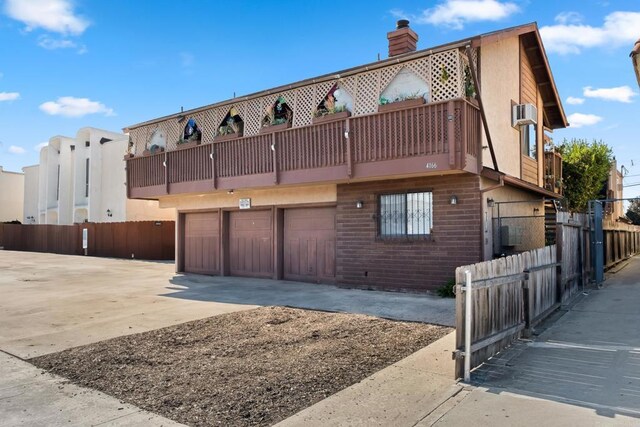 exterior space with a garage