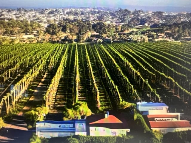 birds eye view of property with a rural view