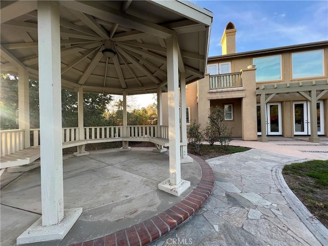 view of patio featuring a gazebo