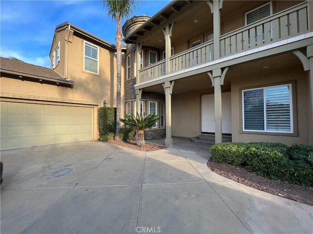 exterior space featuring a garage