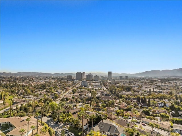 aerial view with a mountain view