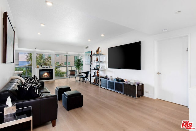 living room featuring light wood-type flooring