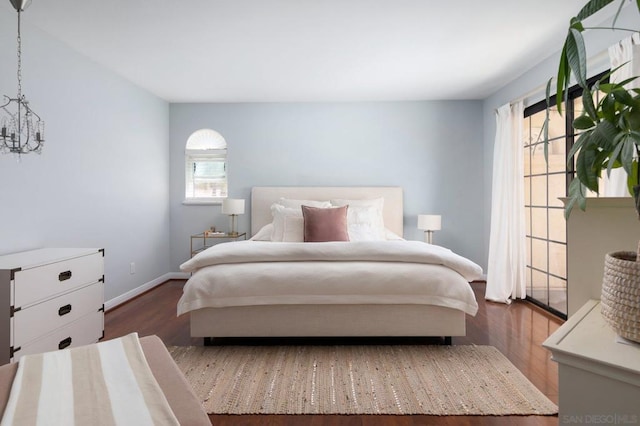 bedroom featuring dark hardwood / wood-style floors