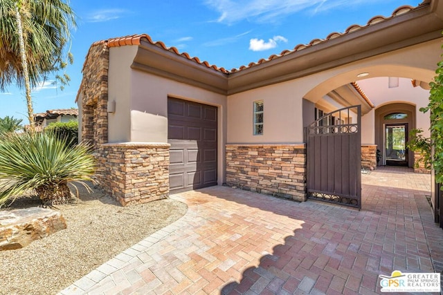 exterior space featuring a garage