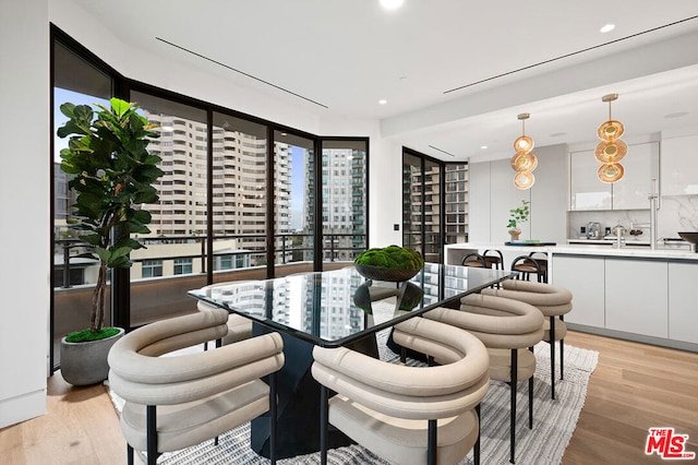 dining area featuring light hardwood / wood-style floors