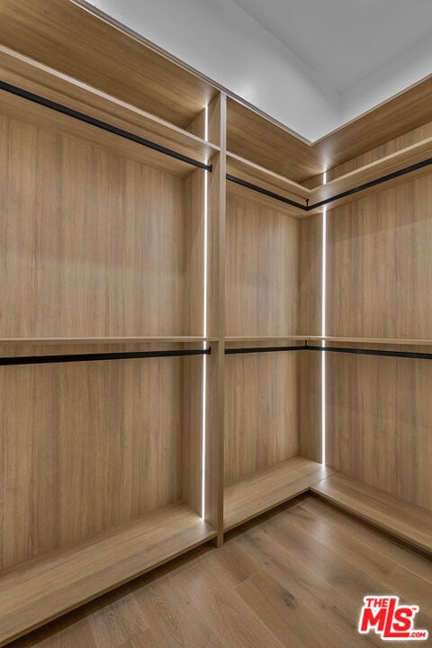 spacious closet with light hardwood / wood-style floors