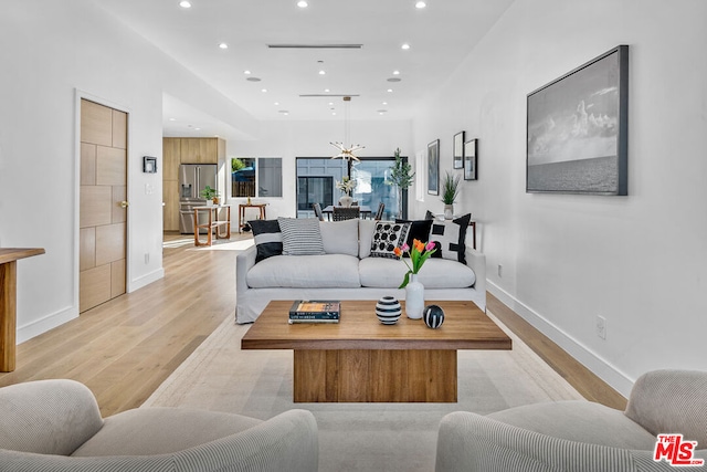 living room featuring light hardwood / wood-style floors