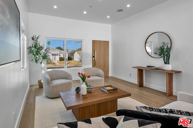 living room with light wood-type flooring